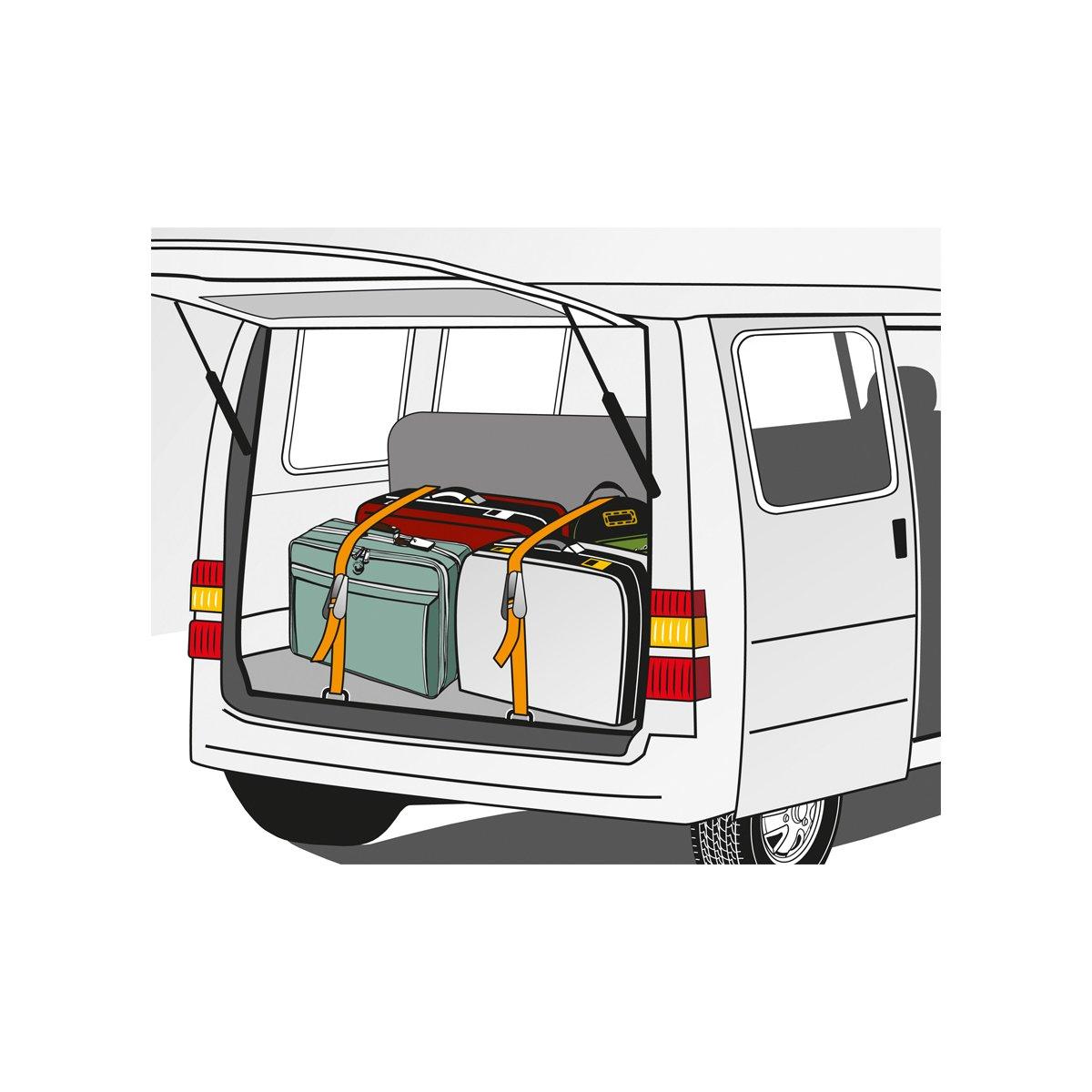 Cinghia con tirante a cricchetto e due ganci