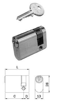 Cilindro ovale mezzo per profilato in alluminio mm 27