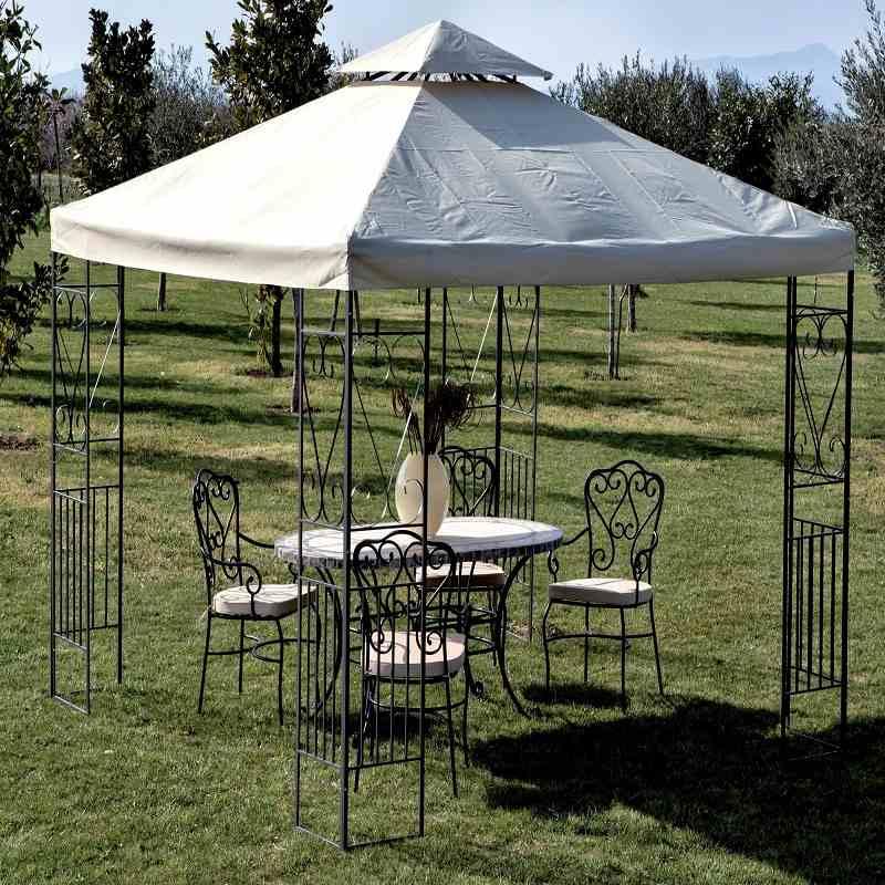 Gazebo in metallo mt.3x3 decor. ecru
