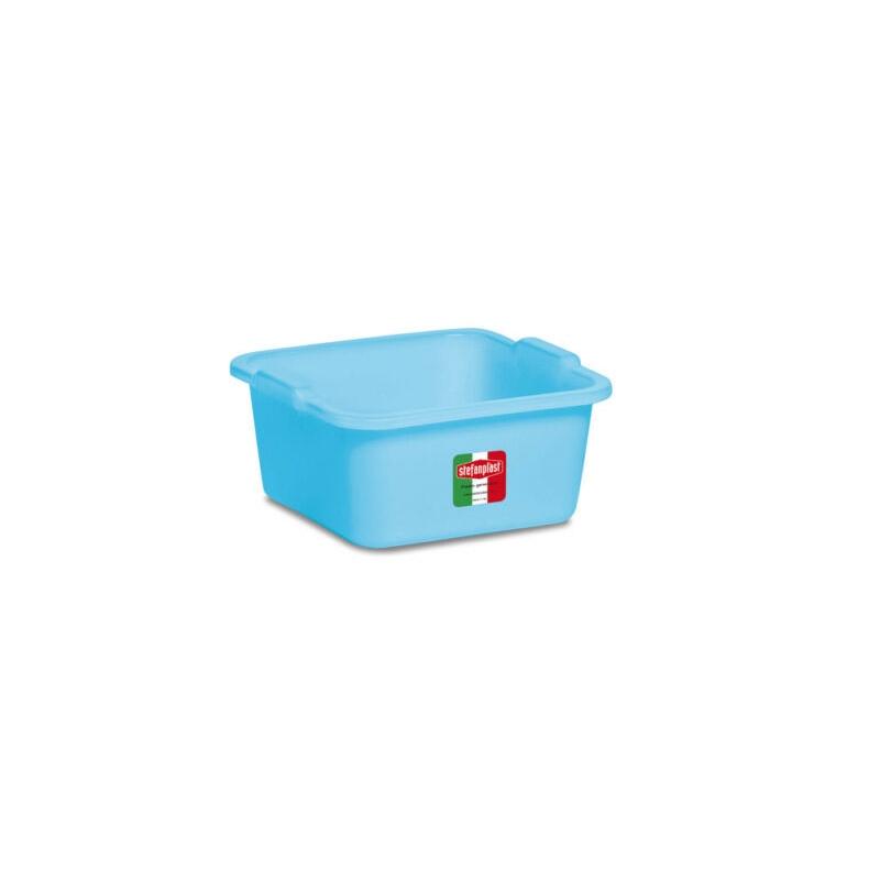 Bacinella quadra in polipropilene blu. con due manici idonea al contatto alimentare. 38x38