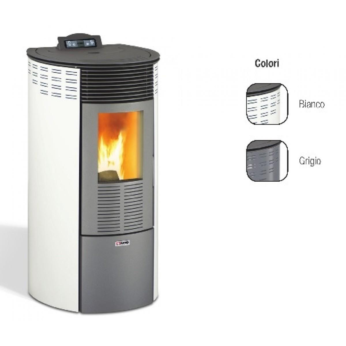 Stufa pellet kw10,1 king 12 round bianco