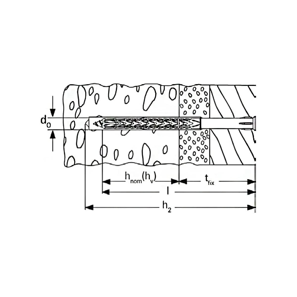 Fischer tasselli prolungati sxrl 10x260 t, con vite t.s.p.