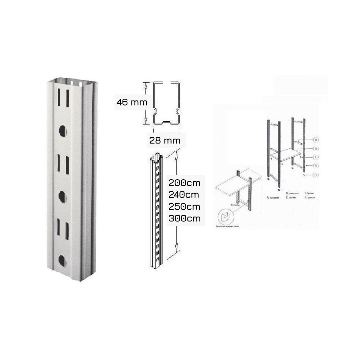 Montante x scaffali a ad u gancio h200 prometal