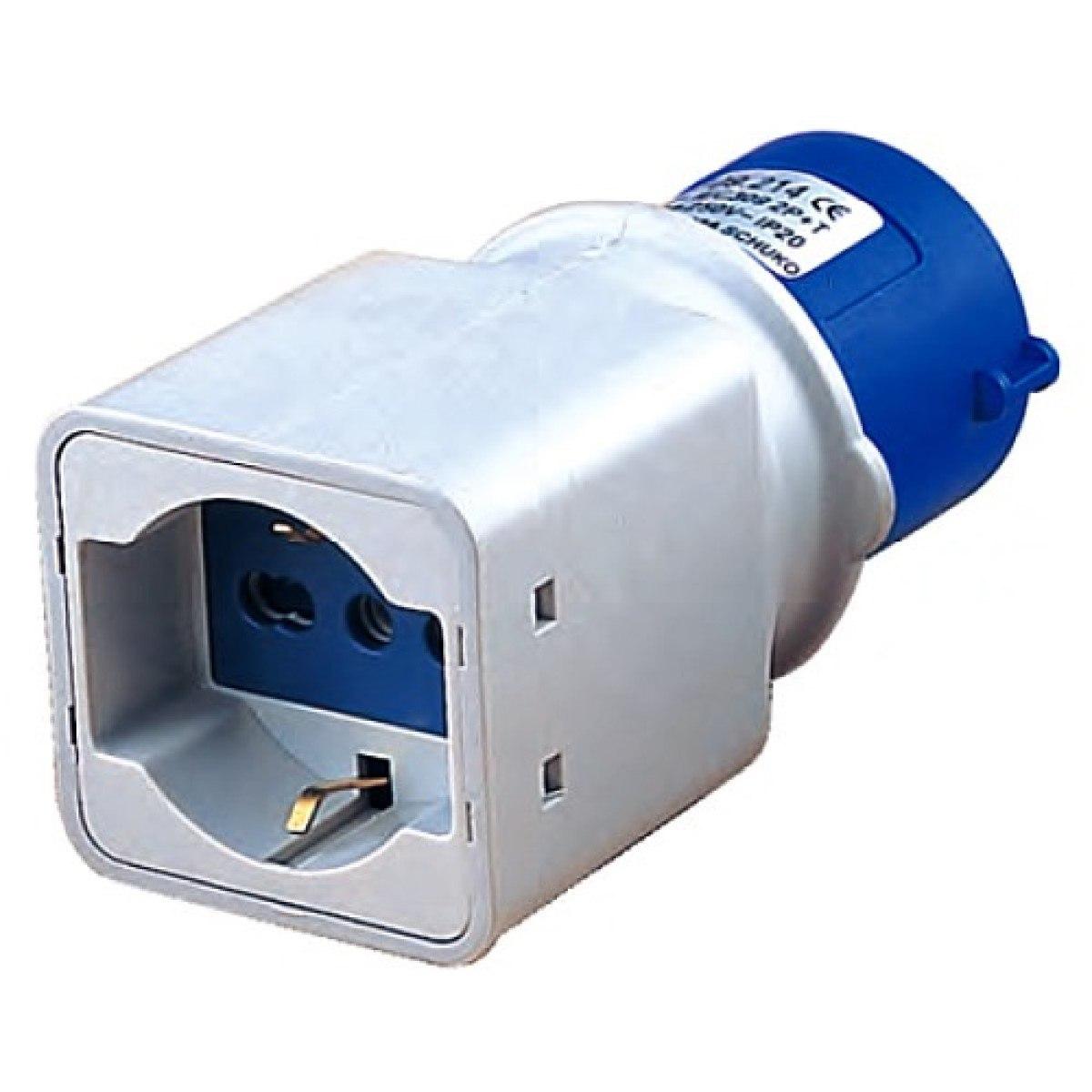 Adatt.ind.spina cee-2p+t 16a presa schuko-bivalente