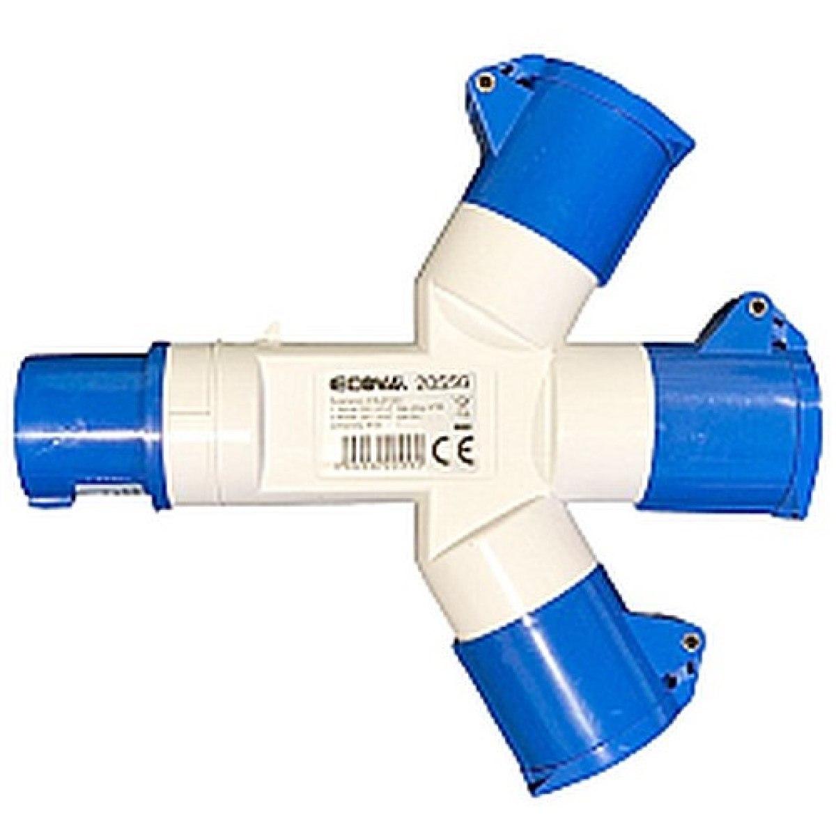 Adattatore cee 1 spina 16a 2p+t a 3 prese 16a 2p+t 250v