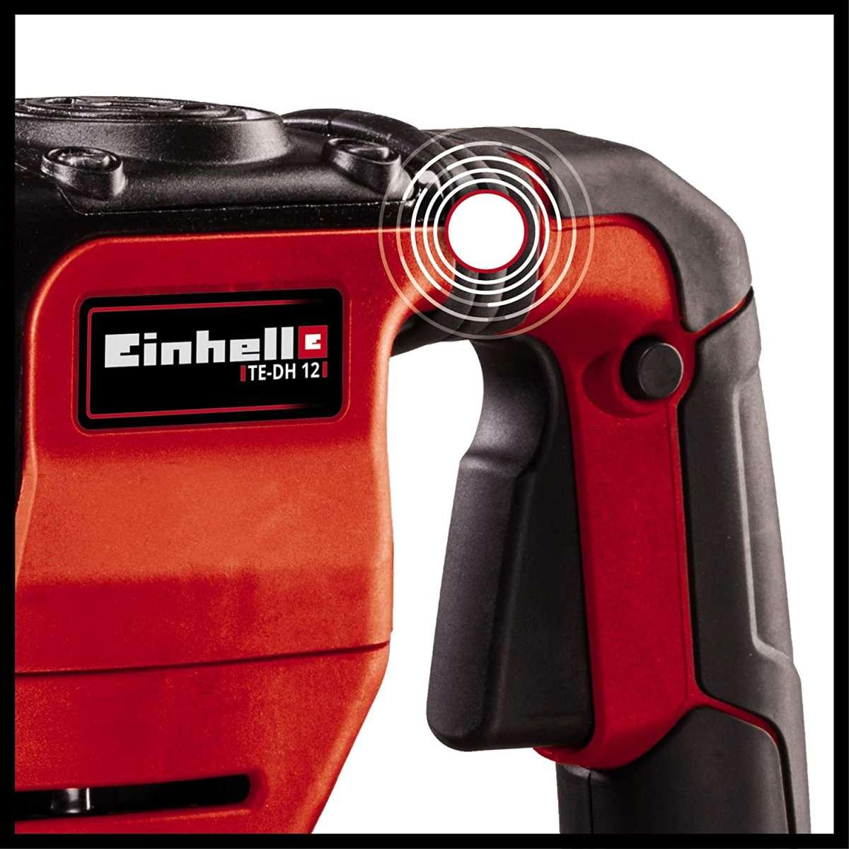 Einhell Martello demolitore TE-DH 12, 1050 W, 12 J, portautensili SDS max, impugnatura antivibrazioni, impugnatura supplementare regolabile, cavo gomma 4 m, incl. scalpello punta e