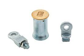 Dispositivo a pavimento per chiusura serrande con anelli in acciaio speciale